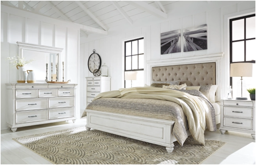 Kanwyn Panel Fabric Headboard Bedroom Set